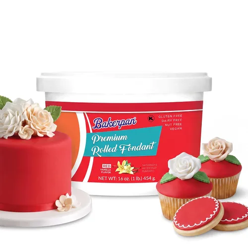 Vista 18 de Bakerpan Fondant negro enrollado prémium para decoración de pasteles, 1 libra, sabor vainilla