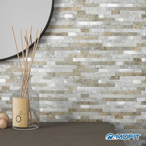 Vista 3 de MOFIT Azulejo de Respaldo de Ladrillo de Piedra 3D para Cocina Despegar y Pegar Azulejo de Pared Autoadhesivo, Pegatinas de Azulejos de Mosaico