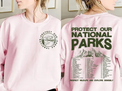 Vista 4 de Sudadera de Parques Nacionales - Protege Nuestros Parques Nacionales Montañas Senderismo Suéter de 2 Caras