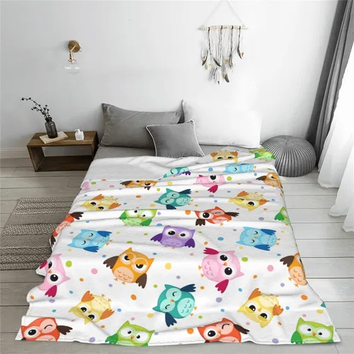 Vista 3 de Manta de Tiro de Búho Lindo Mantas de Cama Suaves Manta de Vellón de Franela de Felpa Ligera y Acogedora para Sofá Sillón Dormitorio 50"x40" Pequeña