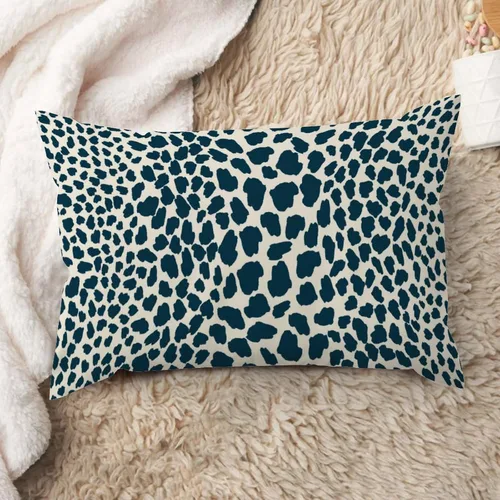 Vista 40 de ArogGeld Funda de almohada de lino azul con estampado de leopardo, diseño de vaca, diseño de animales de granja, color azul marino, guepardo