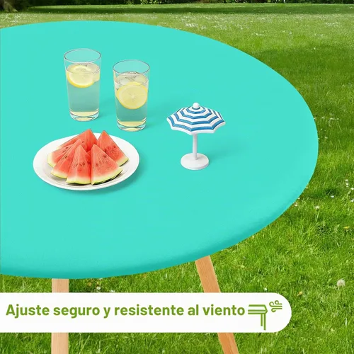 Vista 3 de Smiry - Mantel redondo de elastano, manteles ajustados lavables elásticos para mesas de 36 a 44 pulgadas, cubierta de mesa de picnic elástica