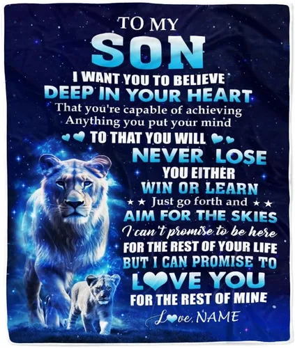 Vista 12 de Manta Personalizada "To My Son" de Mamá y Papá Regalos para Hijo que Va a la Universidad Cumpleaños Graduación Navidad Regalo Personalizado Manta