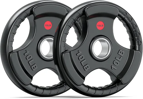 Vista 10 de XDDIAS Placas de peso de goma para barra, placa de agarre olímpico de 2 pulgadas para entrenamiento de fuerza, levantamiento de pesas y culturismo