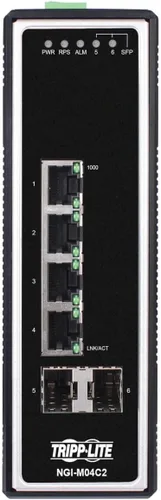 Vista 10 de Tripp Lite Conmutador Ethernet Gigabit PoE+ administrado industrial de 8 puertos de capa 2, puertos RJ45 de 10/100/1000 Mbps, montaje DIN