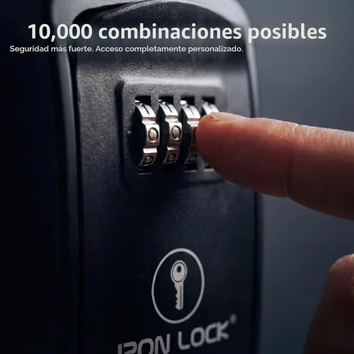 Vista 3 de Iron Lock® Caja de bloqueo de llave pequeña de montaje en pared para llaves exteriores (negro) Combination Lock, Resettable 4-Digit Code, Screw-In