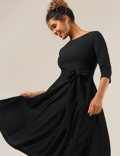 Vista 3 de DRESSTELLS Cocktail Dress for Women, Vintage Modest Wedding Guest 34 Sleeves Fall Dresses 2023, Formal Church Dress