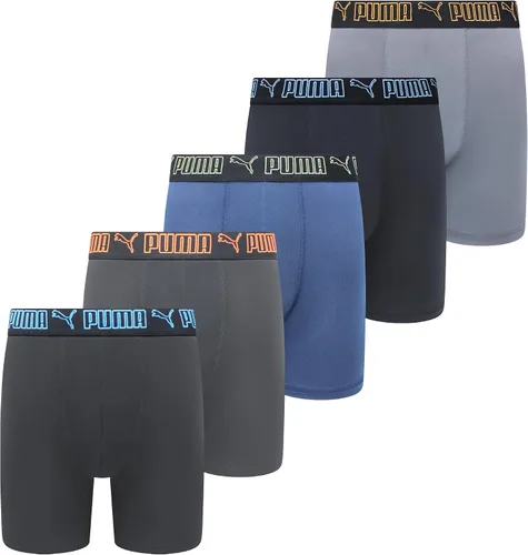 Vista 23 de PUMA Paquete de 5 calzoncillos tipo bóxer Performance para hombre Azul marino/rojo/negro