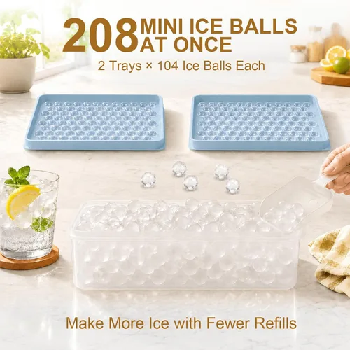 Vista 3 de Mini bandejas de cubitos de hielo para congelador con tapa, pequeña bandeja Azul claro