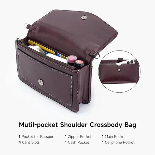 Vista 2 de Bolsos cruzados para mujer, de cuero vegano, bolsos de hombro pequeños