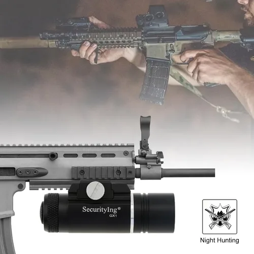 Vista 4 de Mini luz de rifle de 320 lm, montaje Picatinny/Mlok, 1 unidad Includes Battery, Compact Design Fits 1913 Standard Guide Rail . Durable Aluminum