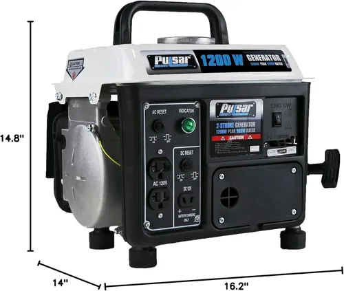 Vista 8 de Pulsar pg1202s 1200 W Pico 900 W generador portátil de gas.