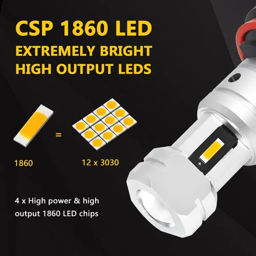Vista 2 de PHINLION H8 H11 Bombillas LED amarillas antiniebla, 3800 lúmenes, súper brillante, H11LL H16, repuesto para automóvil, camión, DRL y luces Amarillo