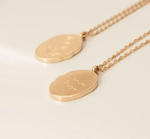 Vista 5 de Collar de flor de nacimiento de oro, collar de regalo de cumpleaños, collar de cumpleaños para mujer, regalo de cumpleaños para mamá, collar floral