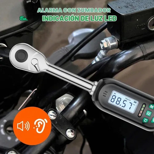 Vista 6 de Llave dinamométrica digital KOEORWS de 1/2 pulgada, 5.02-99.57 pies-libra/6.8-135 Nm, llave dinamométrica electrónica con valor preestablecido