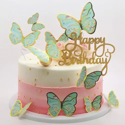 Vista 13 de 60 decoraciones de mariposa para cupcakes de oro rosa con 2 decoraciones