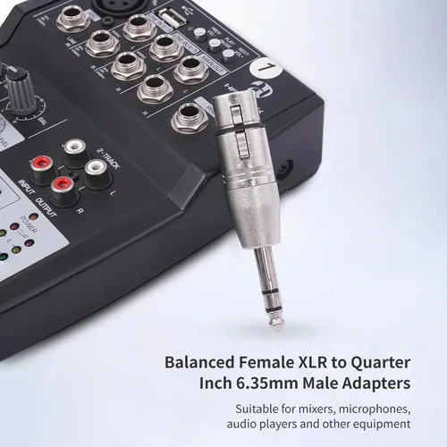Vista 5 de Adaptador XLR hembra a TRS de 1/4 pulgadas, paquete de 2, conector equilibrado macho a XLR hembra para micrófono, interfaz de audio, mezclador