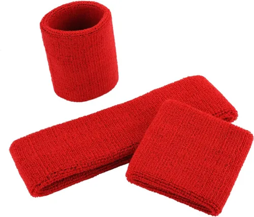 Vista 35 de ONUPGO - Conjunto de diadema y muñequeras deportivas para el sudor, hechas de algodón con bucles, muñequeras, contra humedad