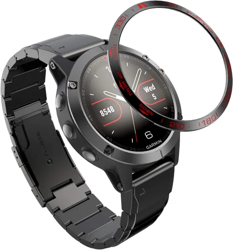 Vista 8 de REYDA Bisel de reloj compatible con Garmin Fenix 5/5 Plus, anillo de bisel de acero inoxidable, cubierta adhesiva de bisel de acero inoxidable