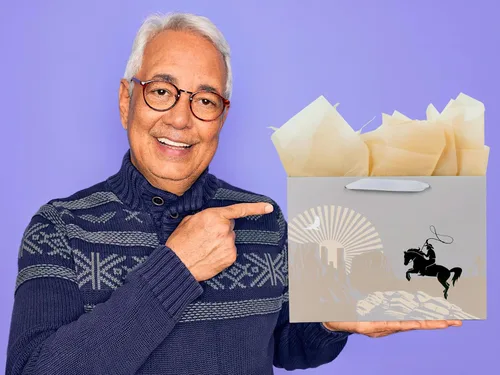 Vista 4 de ysmile Bolsa de regalo de vaquero para hombres y niños, bolsa de papel grande de 13 pulgadas, pañuelo, individual 1 paquete