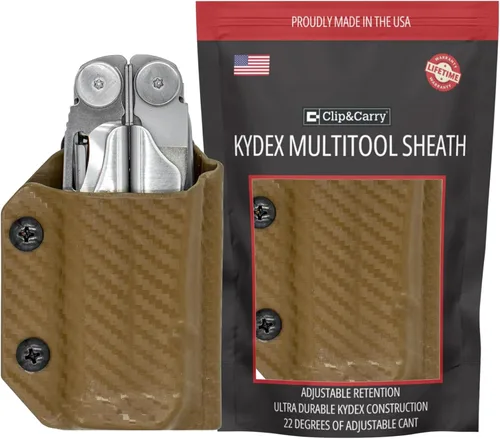 Vista 10 de Clip & Carry Kydex - Funda multiherramienta para cuero Wave & Wave + Plus, fabricada en Estados Unidos, funda para múltiples herramientas, funda