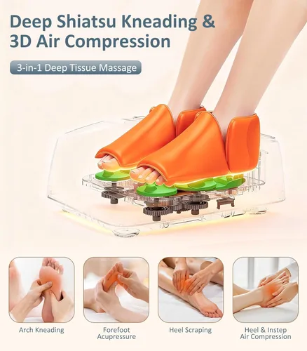 Vista 4 de MOUNTRAX Máquina Masajeador de Pies con Calor, Masajeador de Pies para Fascitis Plantar, Dolor de Neuropatía, Masajeador de Pies Shiatsu con Control