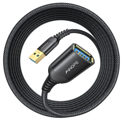 Vista 13 de AINOPE - Pack de 2 cables de extensión USB de alta velocidad USB 3.0, tipo A, macho a hembra. Cable de extensión de material trenzado resistente
