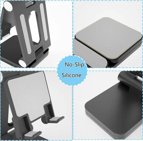 Vista 10 de Fanlory Soporte plegable para teléfono celular, soporte para laptop, altura y ángulo ajustables, soporte plegable para teléfono celular