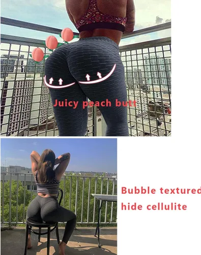 Vista 3 de Leggins para mujer con levantamiento de trasero anti celulitis de talle alto abombachado Entrenamiento Yoga Pantalones que realzan el trasero Mallas