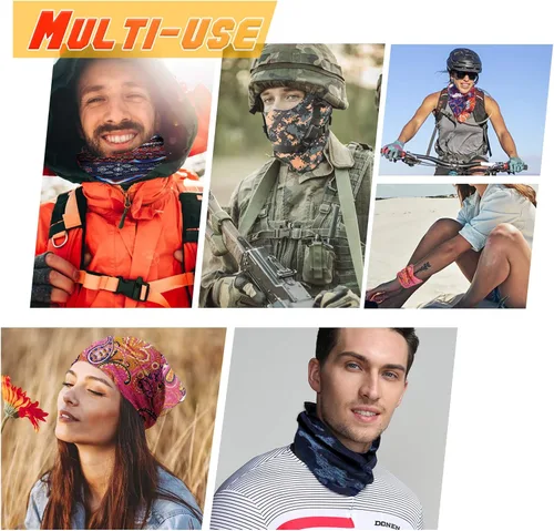 Vista 6 de Bufanda tipo mascarilla para hombre y mujer, sin costuras, pañuelo para la cara, pasamontañas, diadema, envoltura para la cabeza, gorro