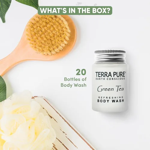 Vista 3 de Terra Pure Gel de baño para hotel, tamaño de viaje, 20 unidades, botellas de 1 oz, amenidades de huéspedes para hoteles, alquileres de vacaciones