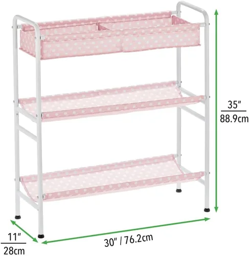 Vista 3 de mDesign Marco de metal de 3 niveles, carrito organizador vertical de almacenamiento de juguetes para dormitorio de niños/niños, sala de juguetes
