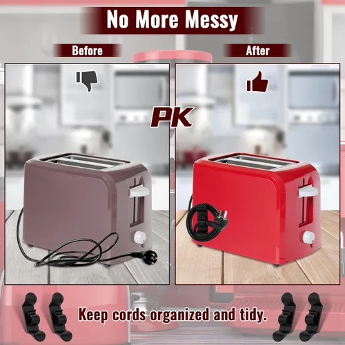 Vista 7 de Jeymei Organizador de cables negros para electrodomésticos de cocina y paquete de 4 esponjas húmedas limpias, color amarillo