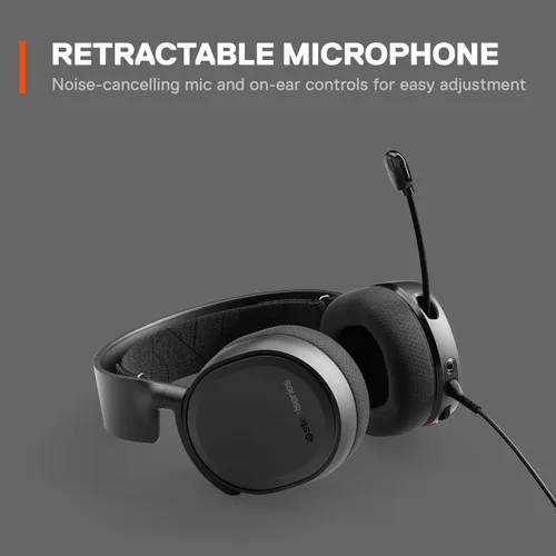 Vista 3 de SteelSeries Arctis 3 - Auriculares para juegos de plataforma para PC PlayStation 5 Xbox One Nintendo Switch - Negro