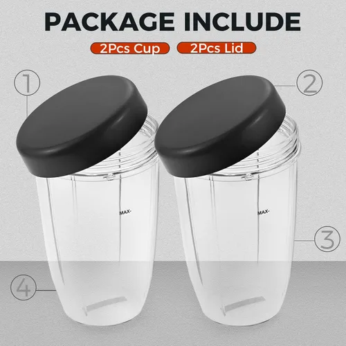 Vista 35 de Vasos de licuadora de repuesto para licuadora Nutribullet de 18 onzas con tapa, compatible con Nutribullet 600 W 900 W licuadora exprimidor