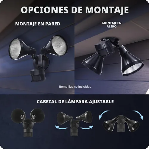 Vista 9 de Foco de luz de seguridad Heath Zenith, con sensor de movimiento, ángulo amplio