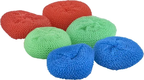 Vista 9 de Estropajos de nailon, para platos, ollas y estufas, estropajos de malla duraderos, para una limpieza resistente. Estropajos de nailon para platos