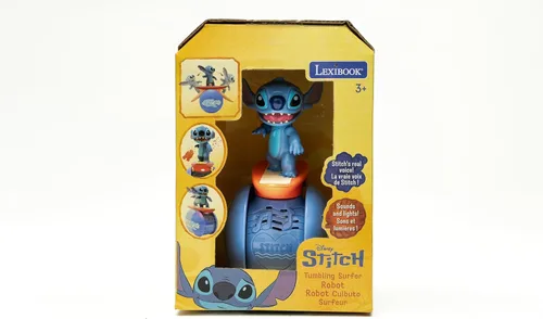 Vista 5 de LEXiBOOK, Disney Stitch, El Robot Interactivo de Surf de Stitch – Auto-Equilibrado, Efectos de Luz y Sonido, Juguetes Portátiles con Sensores