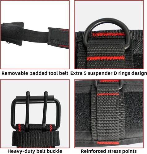 Vista 3 de MELOTOUGH Cinturón de herramientas acolchado con anillo en D para hombres, construcción de hebilla de rodillo de metal doble resistente y duradera
