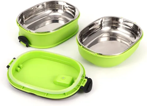 Vista 9 de Contenedor de almuerzo Bento, lonchera térmica de acero inoxidable con aislamiento portátil, lonchera Bento para adultos, contenedor portátil