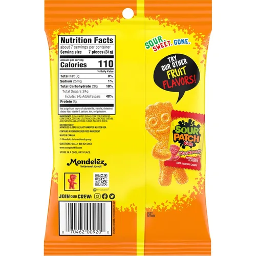 Vista 14 de SOUR PATCH KIDS Peach Soft & Chewy Gummy Candy, caramelos a granel, bolsas de 12-8.07 onzas