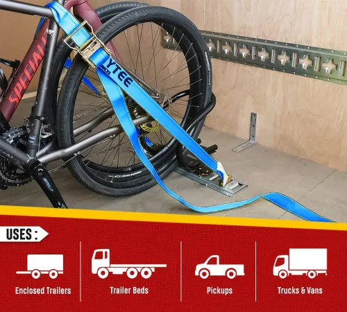 Vista 5 de Mytee Products Correas de Riel E de 2'' x 20' con Herrajes E de Resorte - Correas de Trinquete Azul Etrack con Resistencia de Rotura de Servicio