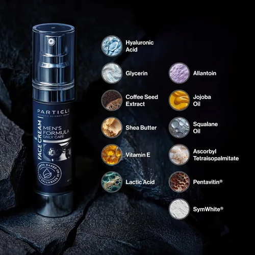 Vista 3 de Particle Crema facial 6 en 1 para hombres, humectante hidratante diario para hombres con vitamina C, aceite de jojoba, vitamina E y ácido
