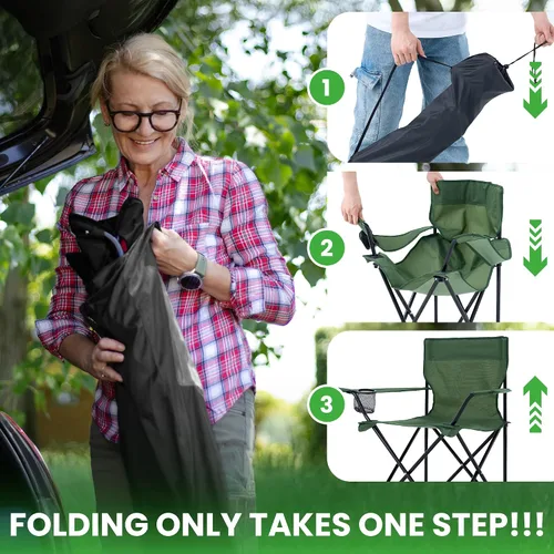 Vista 6 de 2 Pack Portable Camping Chairs Folding Lawn Chair Outdoor Lightweight Beach Chair with Cup Holder & Carry Bag for Outside Sports, Fishing, Hiking