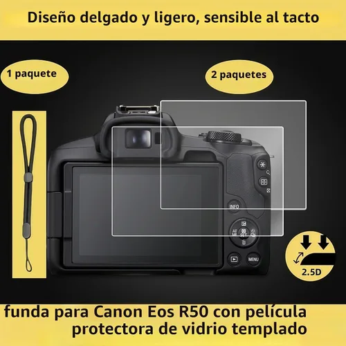Vista 5 de Funda para EOS R50, Funda protectora de silicona suave para Canon EOS R50 EOSR50 Vlogging Camer, Incluye 2 protectores de pantalla y 1 correa
