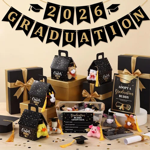 Vista 6 de Blueweenly Juego de 24 piezas de graduación de animales de granja, recuerdos de fiesta, mini juguetes de granja de felpa, tarjetas de adopción