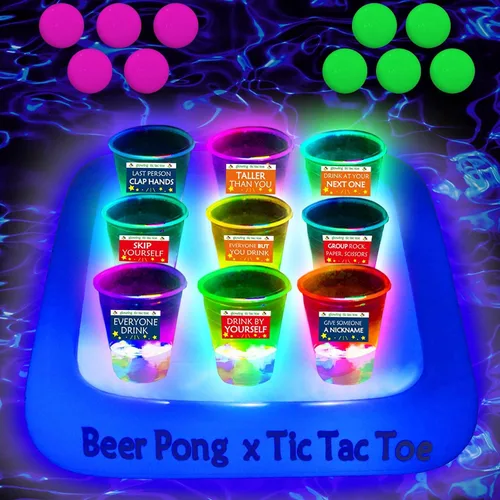 Vista 2 de Ahuimeius Estante flotante de 23 x 23 pulgadas para fiesta en la piscina, balsas flotantes de Tic Tac Toe, juego de fiesta de piscina, juego