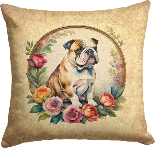 Vista 147 de Caroline's Treasures DAC2072PW1414 Affenpinscher and Flowers - Almohada decorativa de tela, lavable a máquina, para interiores y exteriores