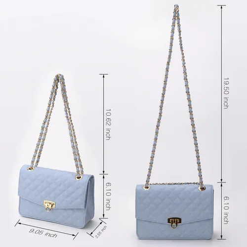 Vista 5 de GM LIKKIE Bolso de hombro acolchado para mujer, bolso cruzado con solapa mediana con correa de cadena, bolso de mano de cuero vegano suave