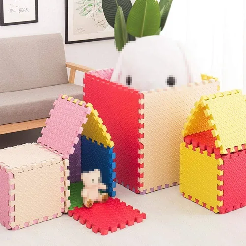 Vista 4 de Tapete de juego multicolor, tapete de espuma suave, tapete de ejercicio de rompecabezas entrelazado de EVA para niños, adolescentes, sala